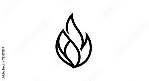 Elegant minimalist flame logo design representing energy and passion in a simple form.