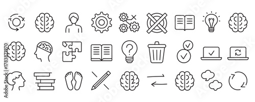 Unleash your potential with brainstorming icons for innovative solutions and creative thinking, perfect for presentations, marketing, and educational resources