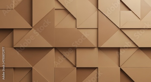 Abstract geometric background with brown triangles and squares creating depth