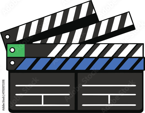 Action film cinema production director's movie clapperboard illustration vector