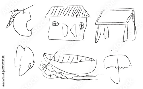 village nature 
hand drown icon 