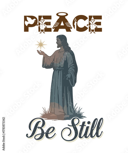 Peace, Be Still with Christmas Jesus & Star T-shirt