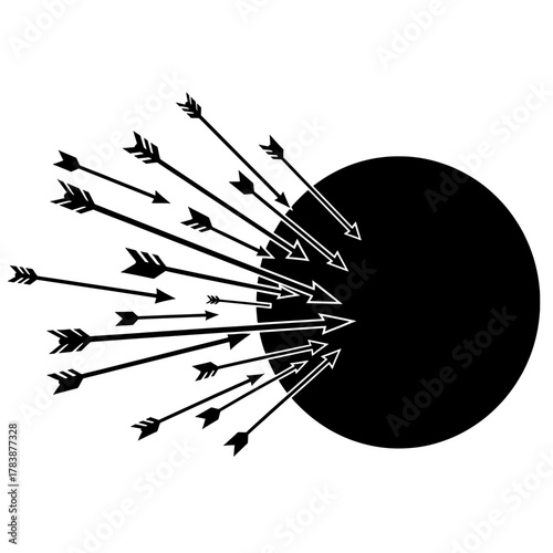 Focus shield protecting against a barrage of distractions vector icon
