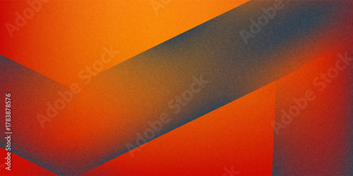 Fiery red brown burnt orange copper black abstract background. Geometric shape. Color gradient. 3d effect. Noise rough grungy grain. Neon light metallic. Design. Template. Web banner. Wide. Panoramic.