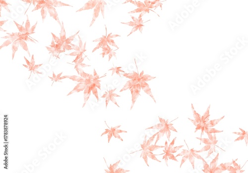 Watercolor Japanese Maple Leaves Scattered on White Background | Autumn Foliage, Red Maple, Fall Season Design