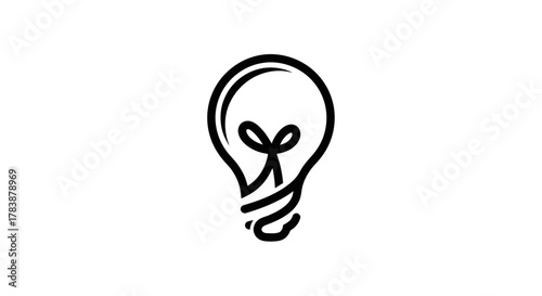 Simple Line Art Light Bulb Icon Representing Ideas and Innovation.