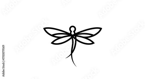 Minimalist dragonfly illustration with delicate lines and elegant design.