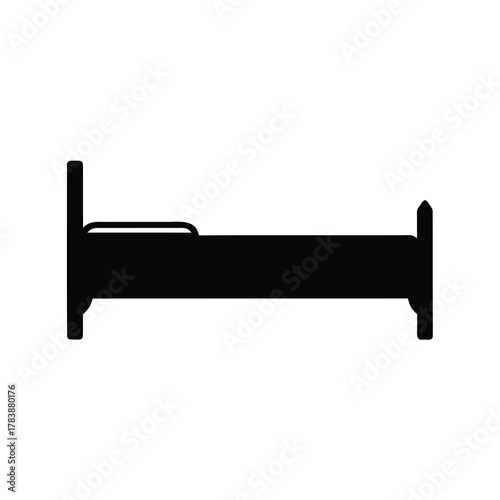 Simple black silhouette of a bed with headboard and footboard