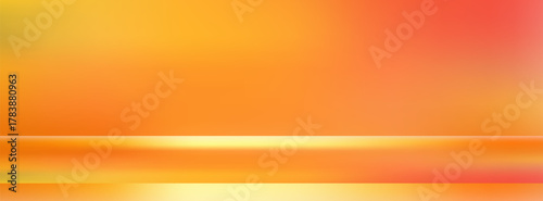 3d abstract autumn studio room background. Orange, brown dark gradient empty wall backdrop. Back ground horizontal mockup product season presentation. Empty scene platform. Promotion vector display.