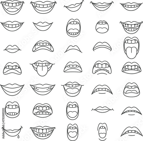 Mouth expression vector collection of cartoon styles