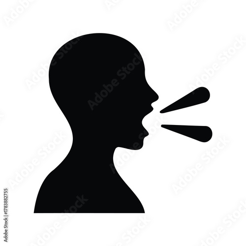 Silhouette of a person talking, expressing their views or sharing information freely