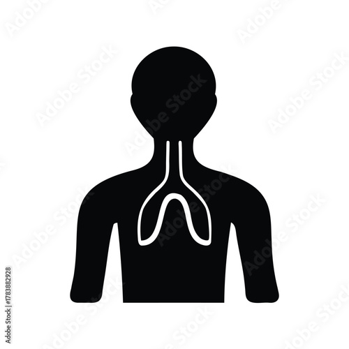 Human respiratory system illustration with lungs trachea and bronchial tubes icon