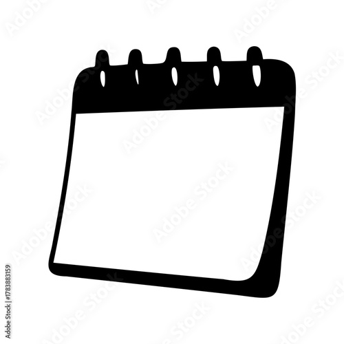 Simple calendar icon, scheduler, event, date, reminder, organizer in black and white