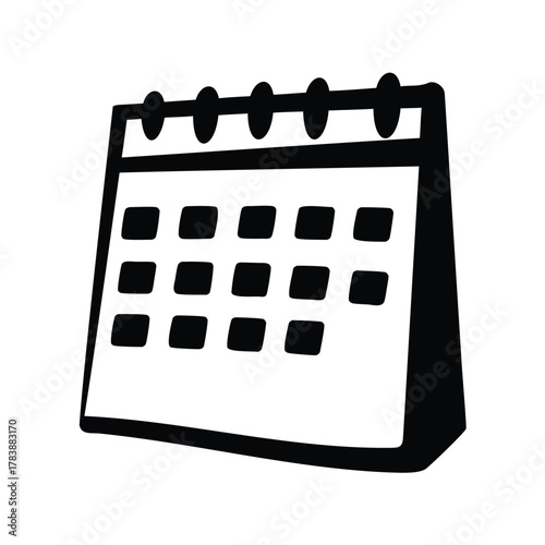 Simple black and white calendar icon for planning and scheduling tasks