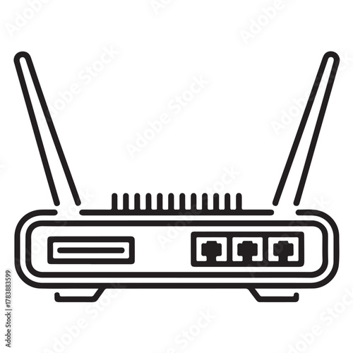 Wireless router icon isolated on white background modern wifi router with antenna for internet connection