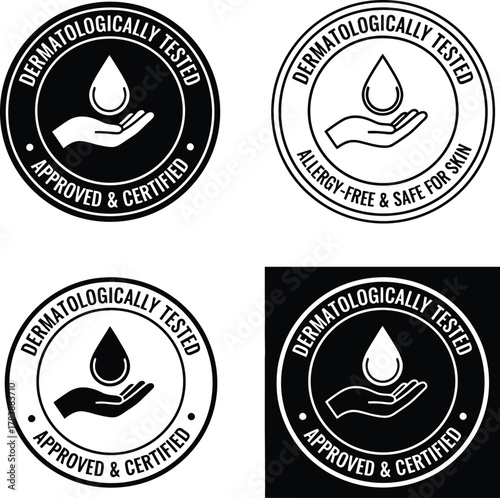 Dermatologically tested label icon set