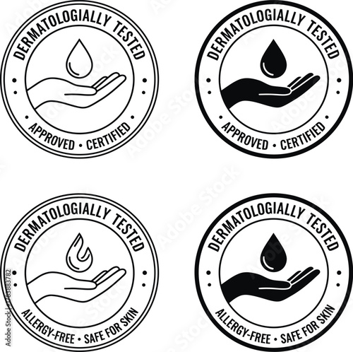 Dermatologically tested label icon set