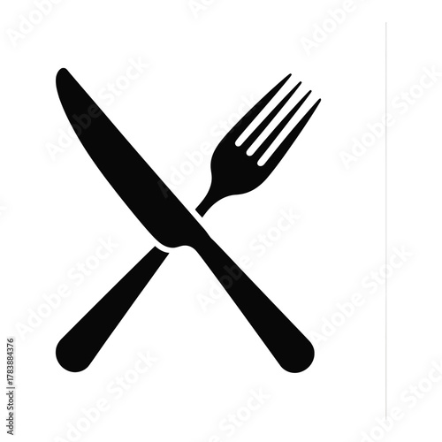 Knife and fork crossed symbol for restaurant and dining experience