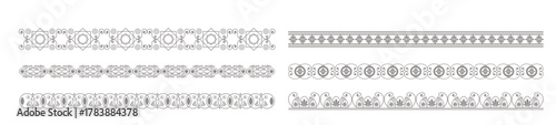 Corner border frame line pattern brushes. Large collection of seamlessly tiling borders frames vector illustration.
