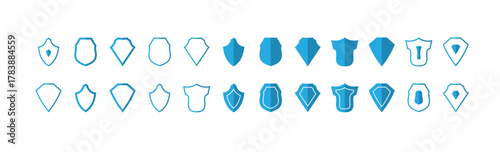 Collection of simple shield icons in black and white perfect for design elements and logos. Shield icons set protect shield vector set shield security icons