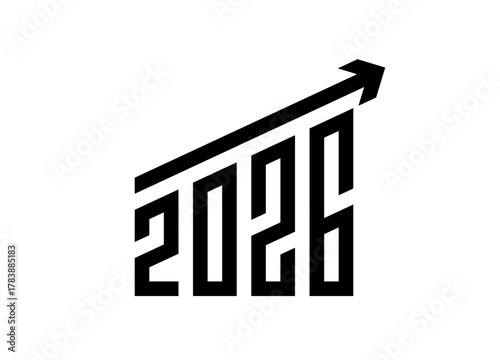 2026 new year vector illustration with upward arrow symbolizing growth,2026 budget progress, success, and future planning for business, corporate branding, and optimistic New Year