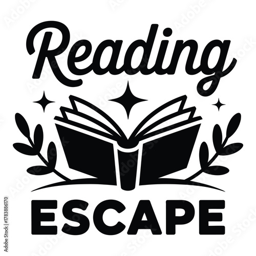 Reading as an escape into books vector illustration with stars