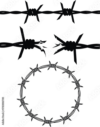 Barbed Wire Silhouette Vector Set