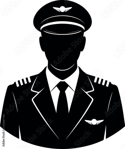 A silhouette of a pilot in uniform stands ready for flight.
