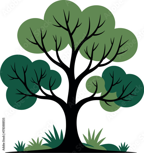 A stylized illustration of a healthy green tree with a thick trunk and lush foliage.