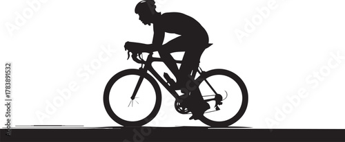 Silhouette of cyclist in aerodynamic road biking position
