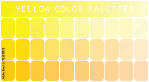 Yellow color palette - Yellow Color palette guide. RGB color model vectors. Palette of color swatches for web	