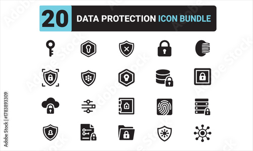 Data Protection Icon Set Secure and Privacy Icons Bundle