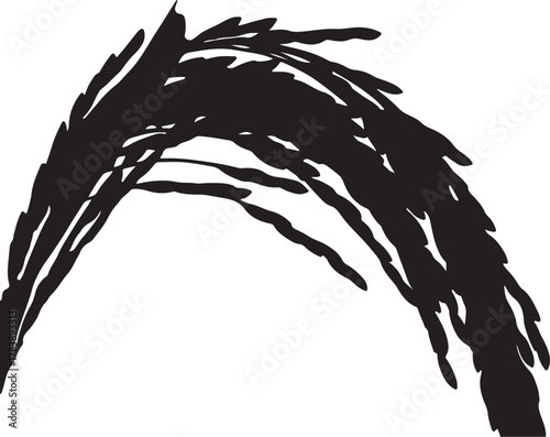 Black and white graphic rice stalk design for agriculture concepts