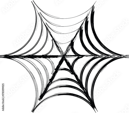  Black spider web vector illustration pattern design element for Halloween tattoo art frame decoration