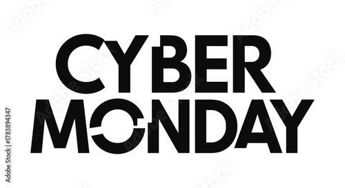 Bold cyber monday text design in black and white