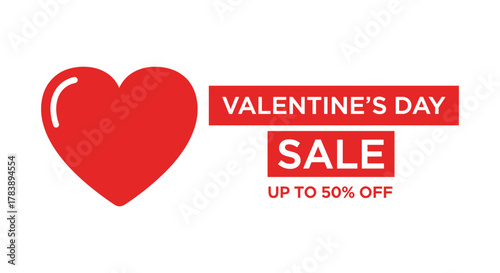 Valentine's day sale banner with heart and discount offer