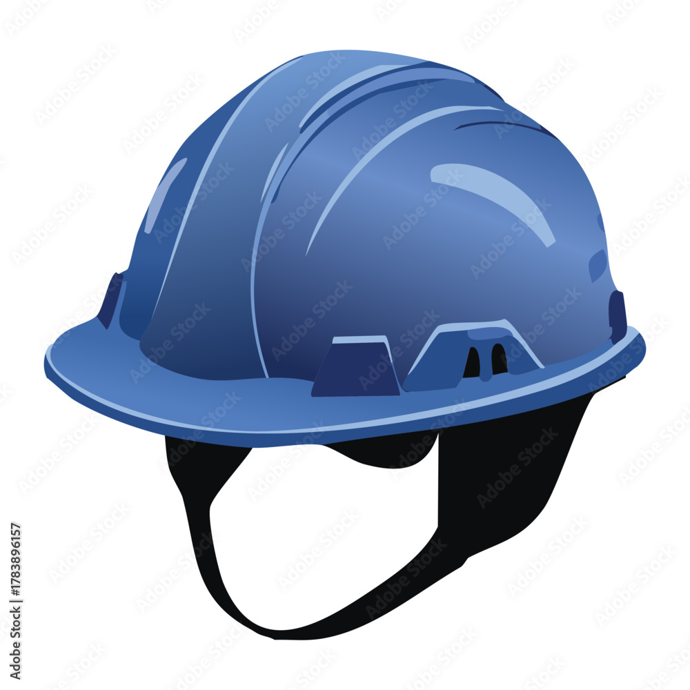 Fototapeta premium Detailed Blue Safety Hard Hat PPE Personal Protective Equipment Vector Illustration Render