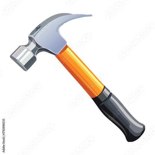 Sleek, silver-headed claw hammer with a black rubberized handle, emphasizing comfort and efficiency in construction tasks