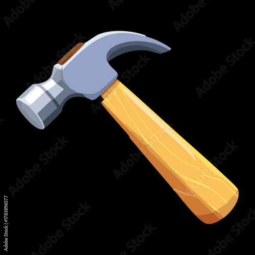 Classic carpenter's claw hammer with a light wooden handle, presented as a fundamental hand tool illustration