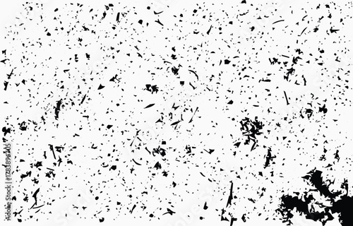 Grunge texture vector with distressed appearance showcasing random black shapes on a clean white background perfect for creative projects