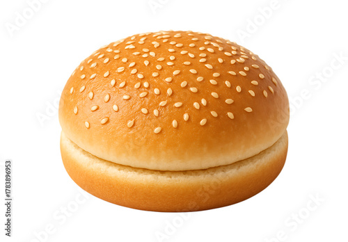 Hamburger Bun Isolated on White Background with Full Depth of Field