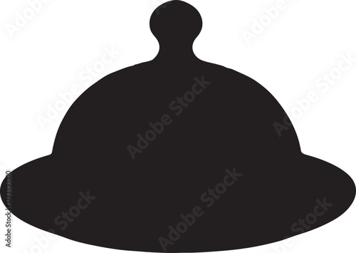 Black serving dome silhouette elegant food presentation concept icon illustration