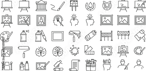 Collection of diverse hand drawn objects and figures silhouette
