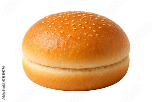Hamburger Bun Isolated on White Background with Full Depth of Field