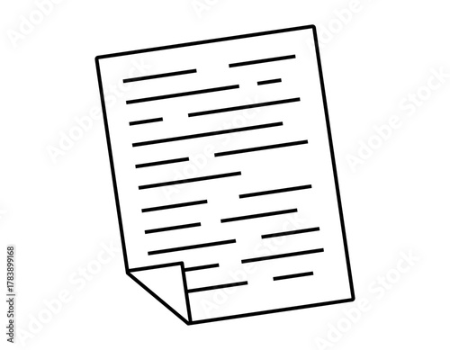 Hand drawn cute outline illustration of paper document with text. Flat vector computer file line art sticker doodle. Make a plan. Todo list icon. Digital interface concept. Data organization. Isolated