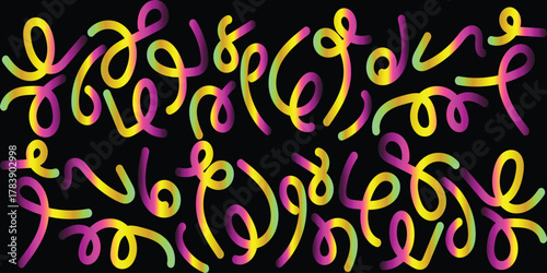 Abstract colorful ribbons and swirls on a, vibrant gradient effect