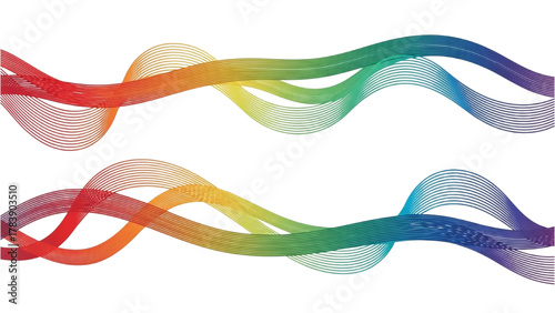Dynamic Spectrum Abstract Lines in Rainbow Colors for Digital Design