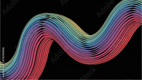 Abstract colorful wavy lines with a gradient effect on a black background