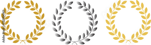 Laurel wreath icon set.laurel wreath set. gold, silver and bronze wreath badge for award, achievement, trophy, prize winner and other design element.