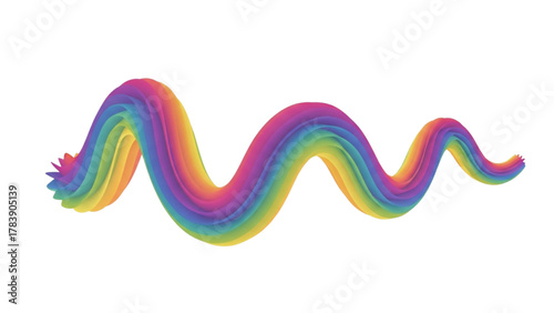 Vibrant Rainbow Swirl Abstract Wave on White Background